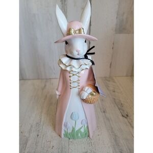 Top hat tail Victorian girl Easter Bunny mad hatter egg basket spring home